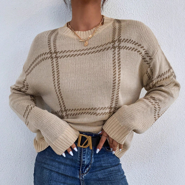 Damen Karierter Strickpullover Drune