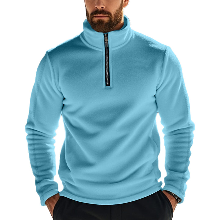 Herren nan funktionaler Fleecepullover mit Halbzip, Stehkragen und Raglanärmeln Drune