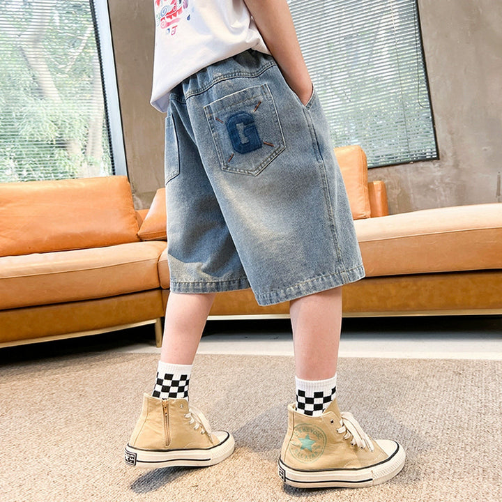 Jungen lässige Denim-Shorts mit kreativen Applikationen Drune