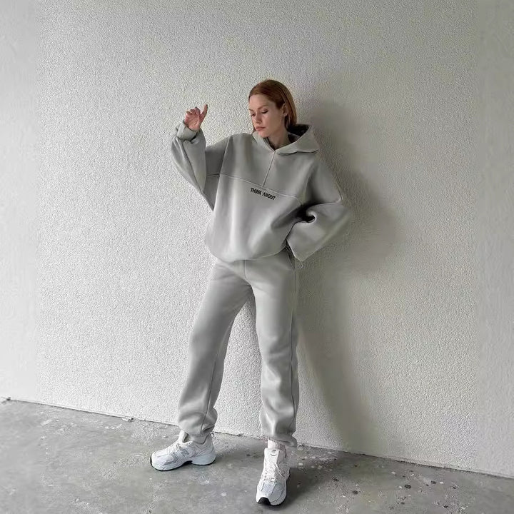 Damen bequemer Hoodie mit weitem Schnitt und praktischen Kängurutaschen Drune