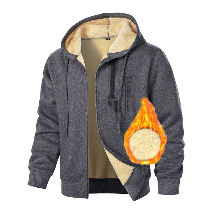 Herren Fleece-Kapuzenjacke mit wärmendem Innenfutter und praktischen Reißverschlusstaschen Drune