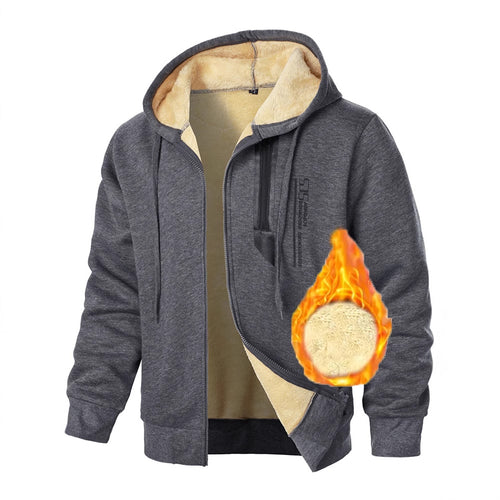 Herren Fleece-Kapuzenjacke mit wärmendem Innenfutter und praktischen Reißverschlusstaschen Drune