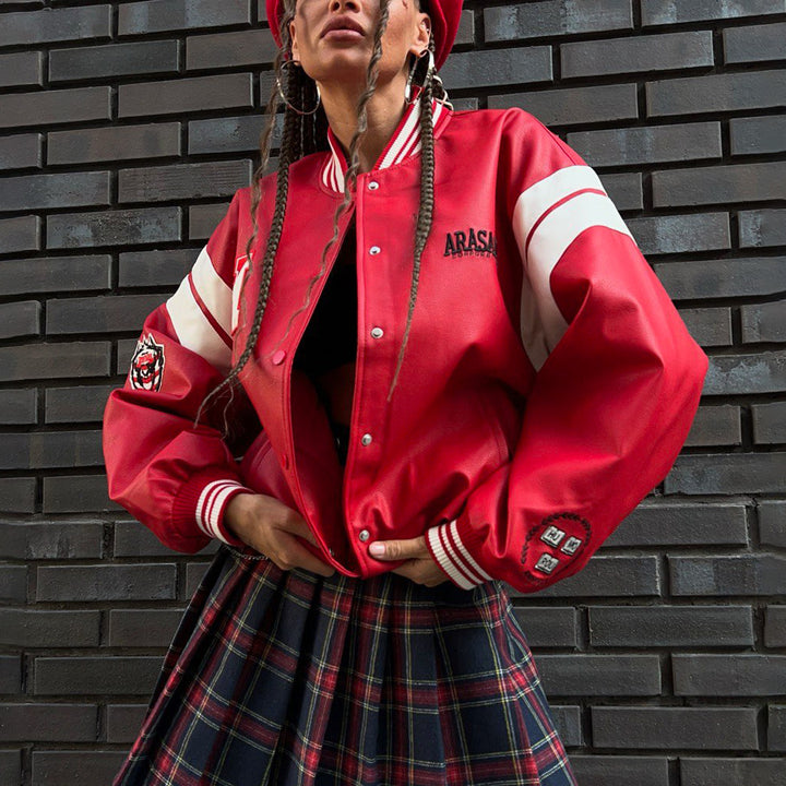 Damen Collegejacke mit sportlicher Passform und kontrastierenden Ärmeln Drune