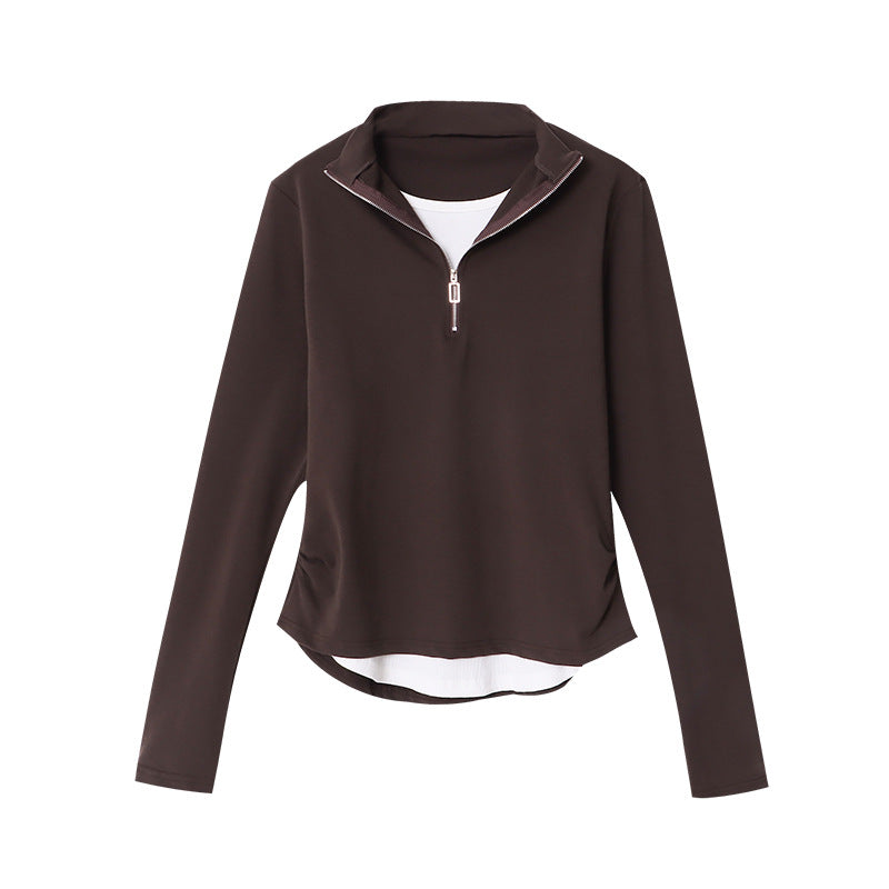 Damen hochgeschlossener Pullover mit Reißverschluss Drune