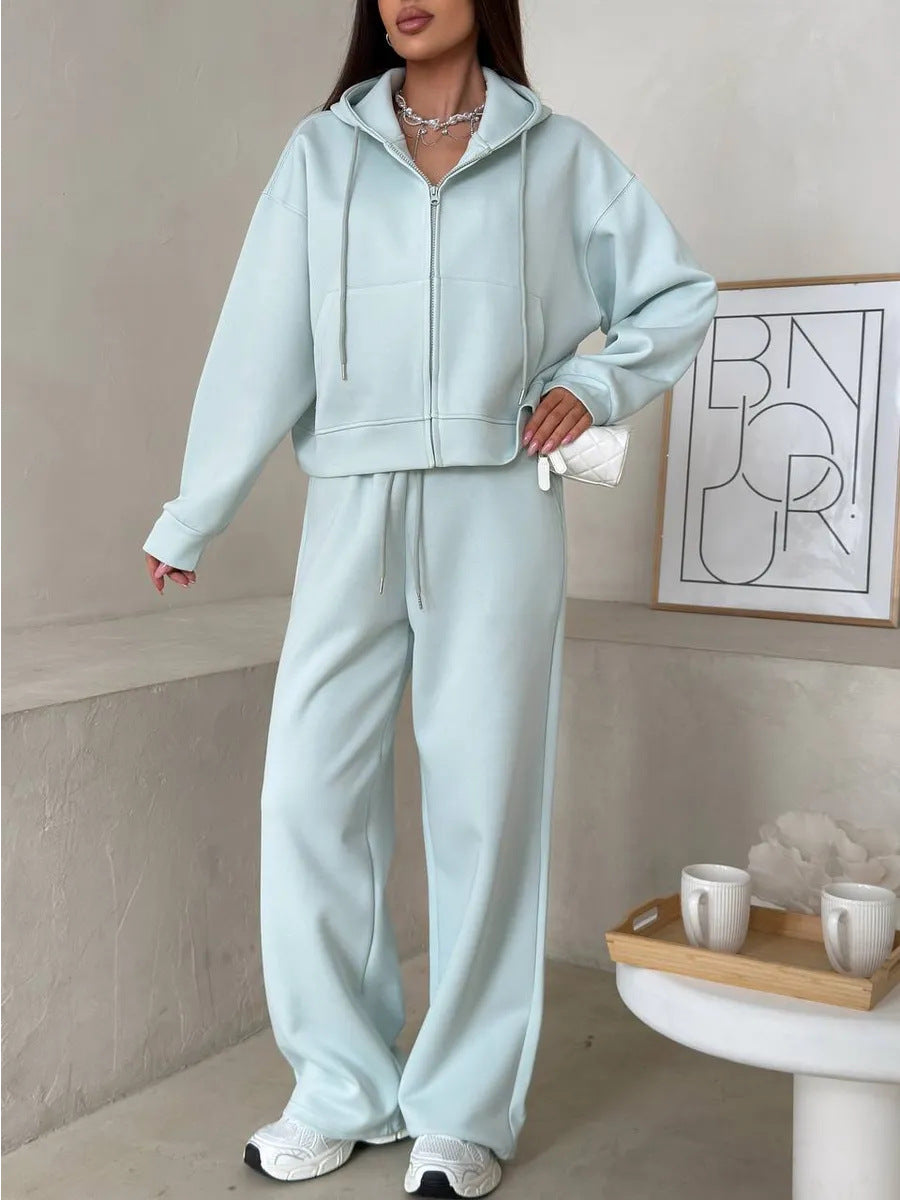 Damen bequemer und eleganter Hoodie mit weiten Hosen Drune