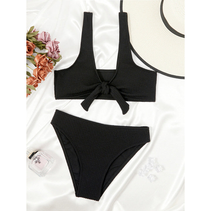 Damen Triangel-Bikini mit modischem Knotendetail und hochwertiger Textur Drune