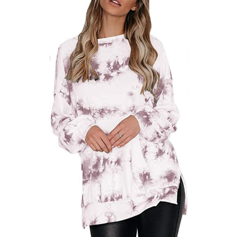 Damen lässiger Oversized Pullover mit modernem Batikdesign Drune