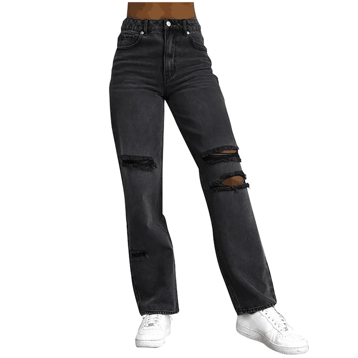 Damen modische Destroyed Jeans im lässigen Schnitt mit hohen Taschen und einzigartigen Details Drune