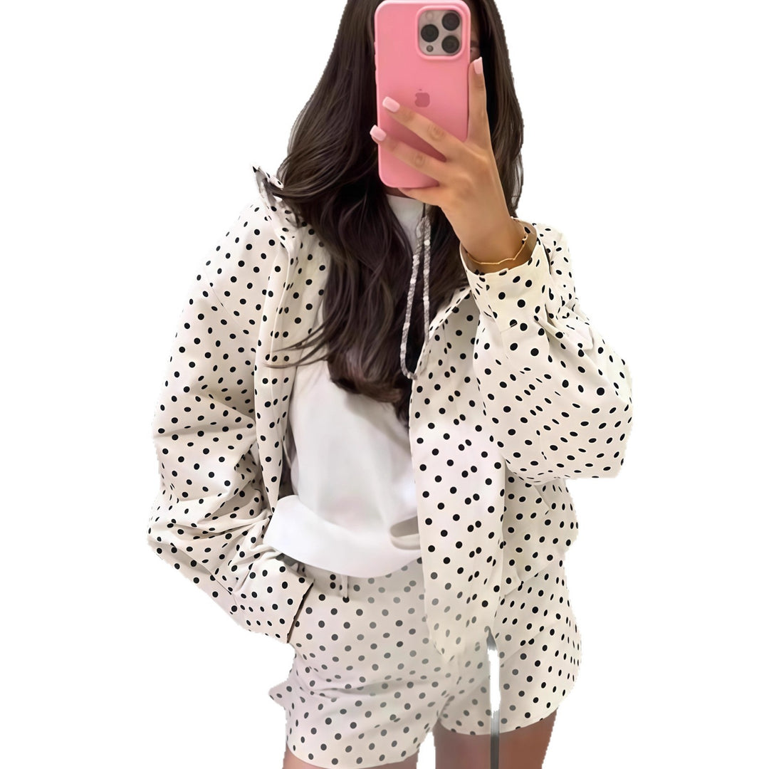 Damen Modische Blousonjacke mit gepunktetem Design und lässigem Schnitt Drune