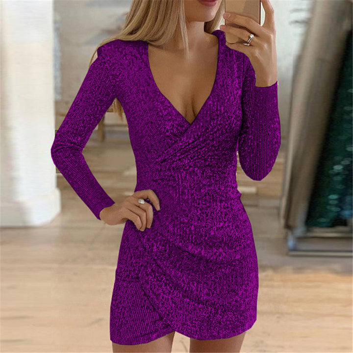 Damen Wickelkleid mit elegantem V-Ausschnitt und figurbetontem Schnitt Drune