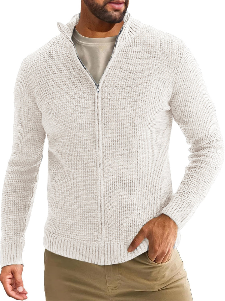 Herren Strickjacke mit hohem Kragen und praktischem Reißverschluss Drune