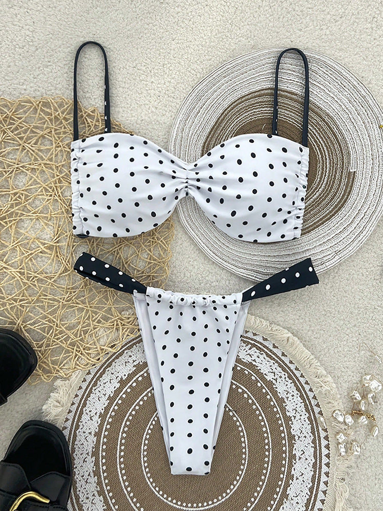 Damen Bikini-Set mit elastischem Stoff und Polka-Dots Drune