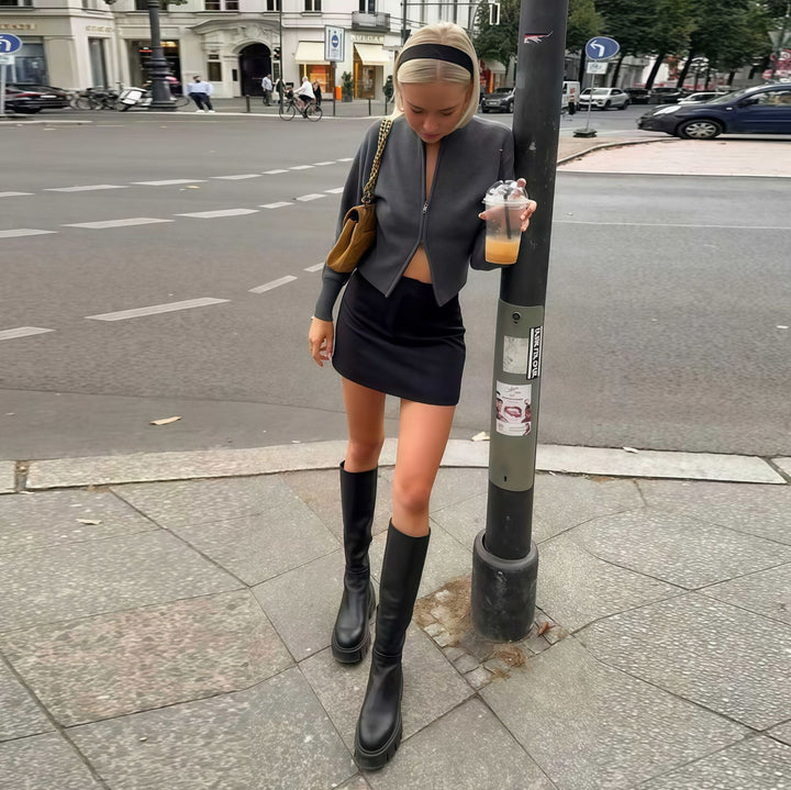 Damen Elegante Strickjacke mit Kängurutasche und zeitgemäßem Schnitt Drune