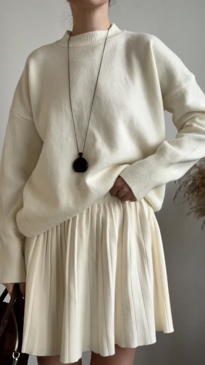 Damen gemütlicher Pullover mit weitem Schnitt und voluminösem Rock Drune