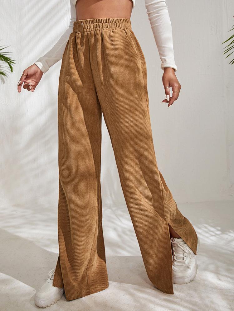 Damen Weite Plissierte Hose mit elastischem Bund und praktischen Taschen Drune