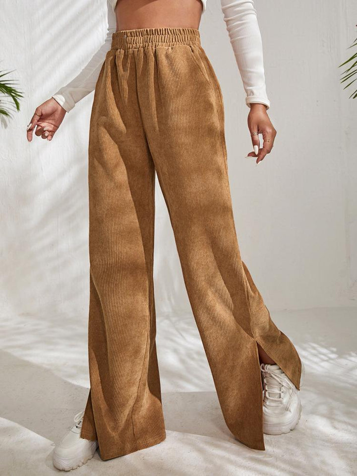 Damen Weite Plissierte Hose mit elastischem Bund und praktischen Taschen Drune