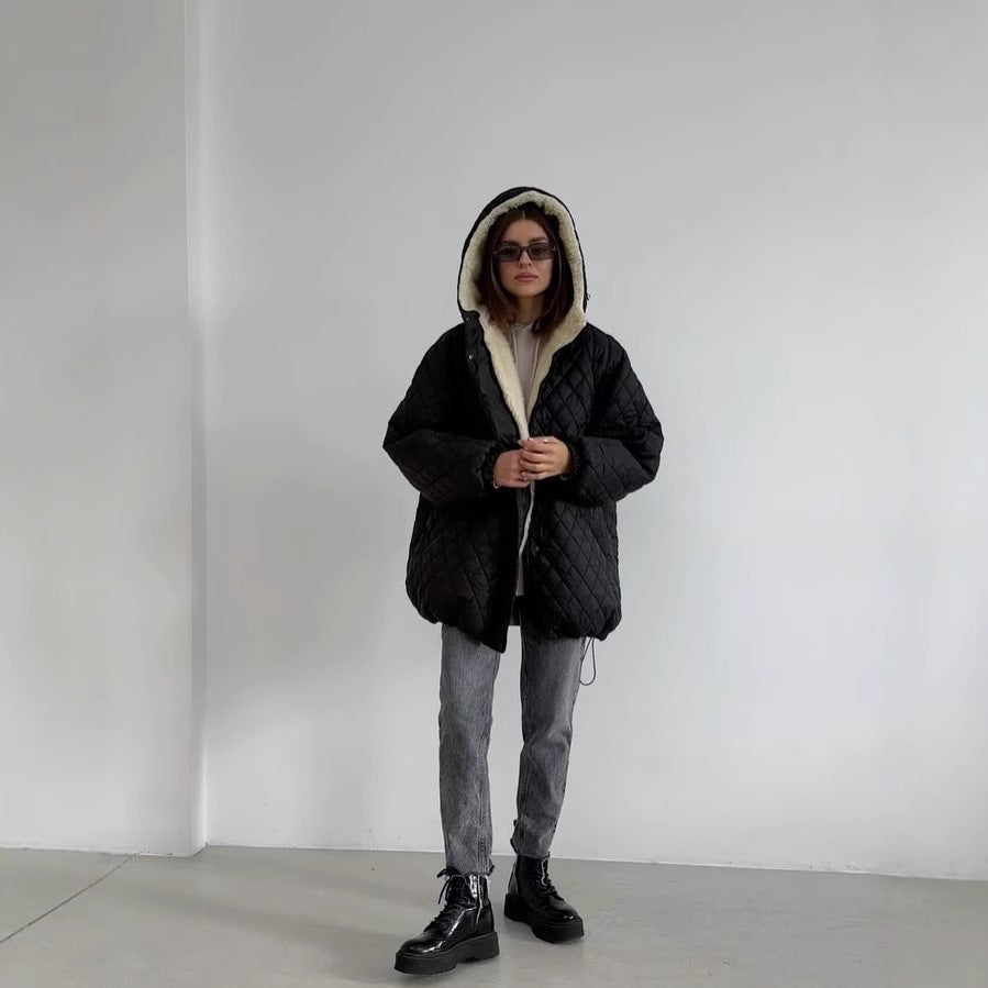 Damen Gesteppter Parka mit einem hohen Kragen und weichem Innenfutter Drune