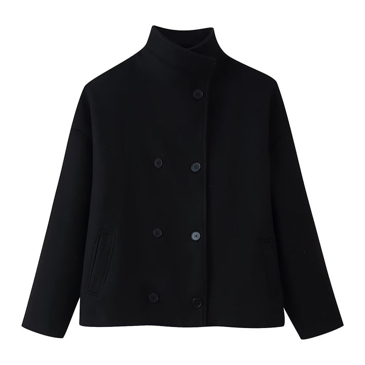 Damen modische Wolljacke mit doppelter Knopfleiste Drune