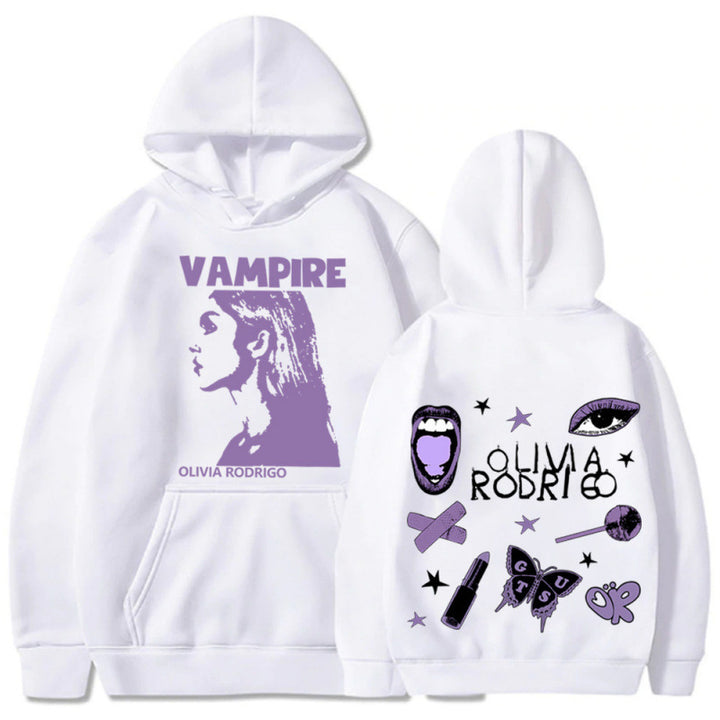 Damen Kapuzenpullover mit künstlerischem Vampir-Print und oversized Schnitt Drune