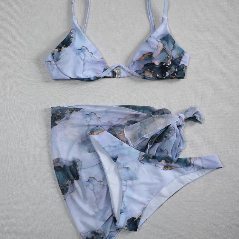Damen Triangel-Bikini-Set mit Übergroßem Wickelrock Drune