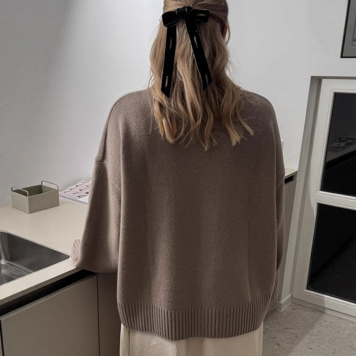 Damen Grobstrickpullover mit übergroßen Ärmeln Drune