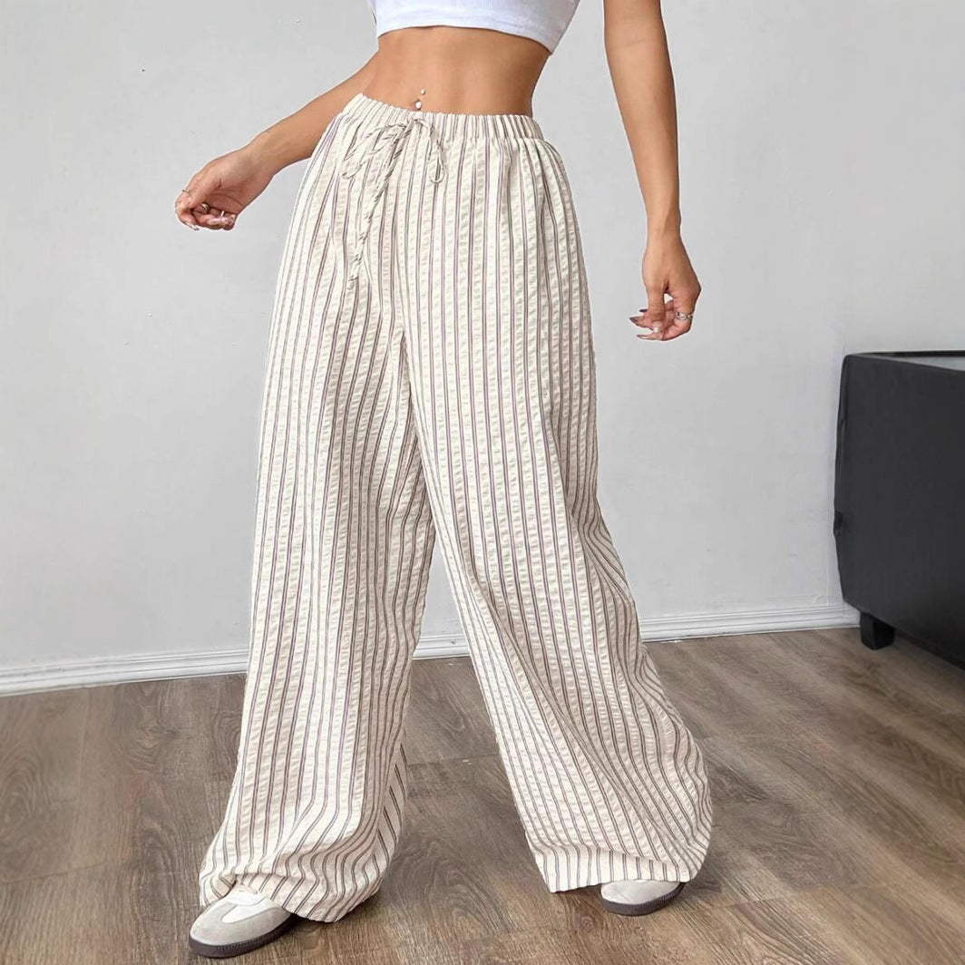 Damen lässige Hochbundhose im gestreiften Design Drune