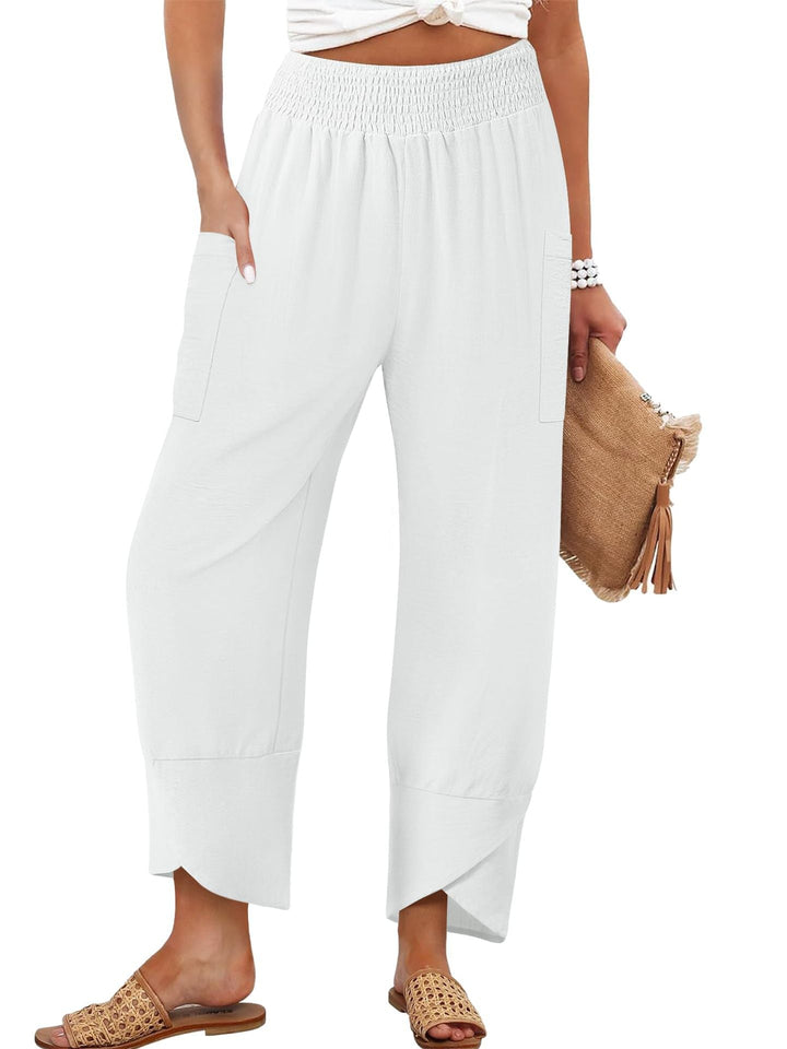 Damen Weite Sommerhose mit elastischem Bund und praktischen Taschen Drune