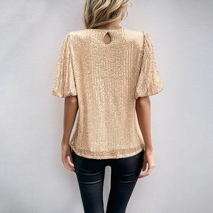 Damen Bluse mit voluminösen Puffärmeln und strukturiertem Gewebe Drune