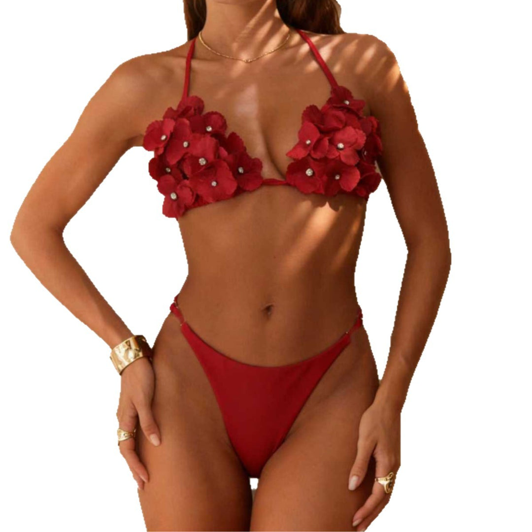 Damen Blumenverzierter Bikini Drune