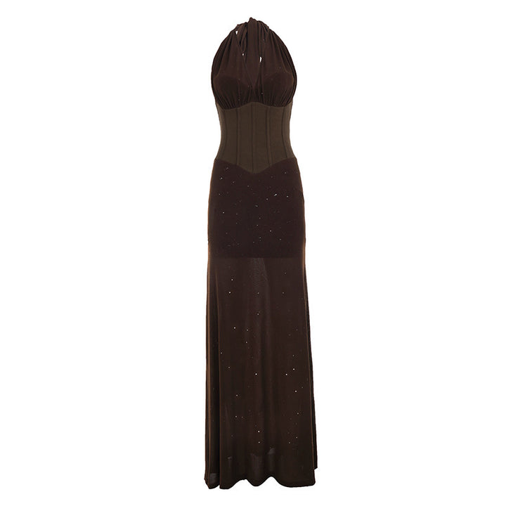Damen Elegantes Maxikleid mit schimmernden Akzenten und figurformendem Oberteil Drune