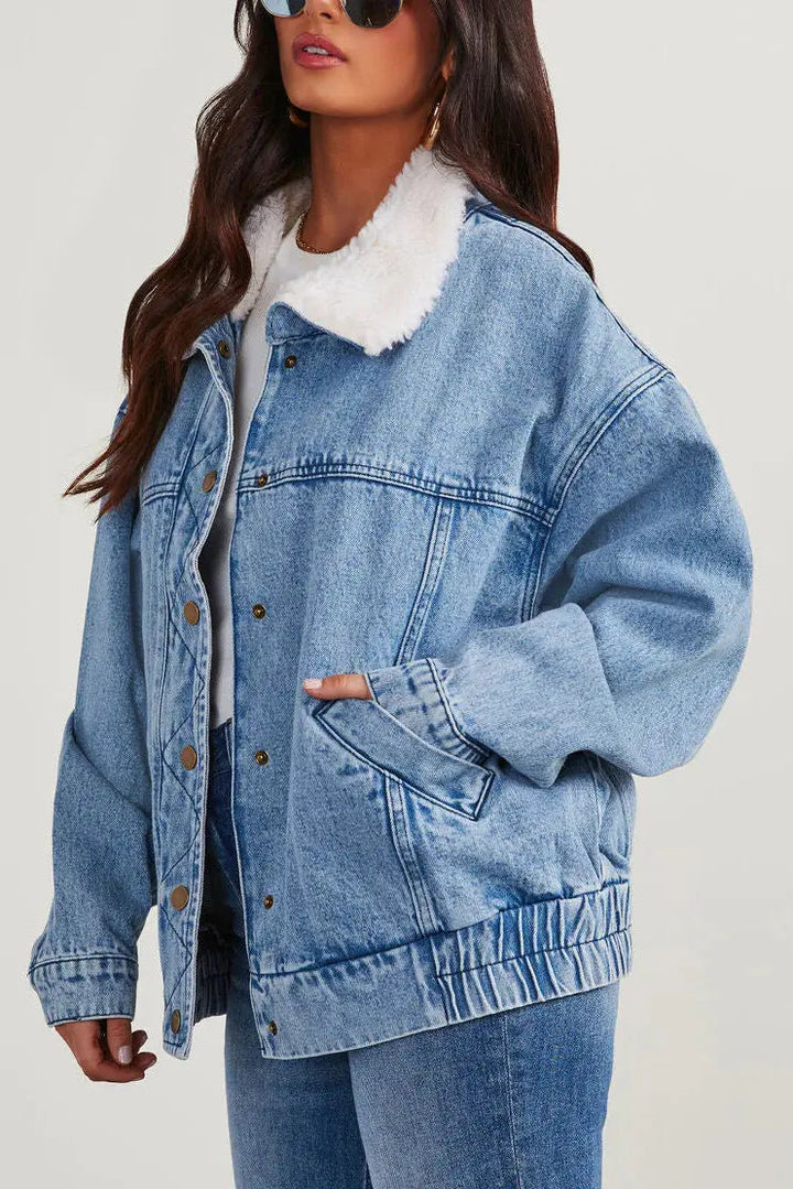 Drune | Damen Denimjacke mit Fleecekragen Trendy und Bequem für Jeden Tag