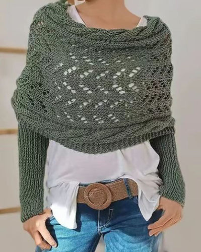 Drune Hohl Langarm Gestrickter Schal Pullover
