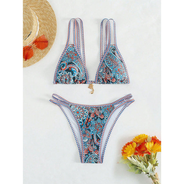 Damen Triangel-Bikini mit raffinierten Schnürdetails und lebhaftem Muster Drune