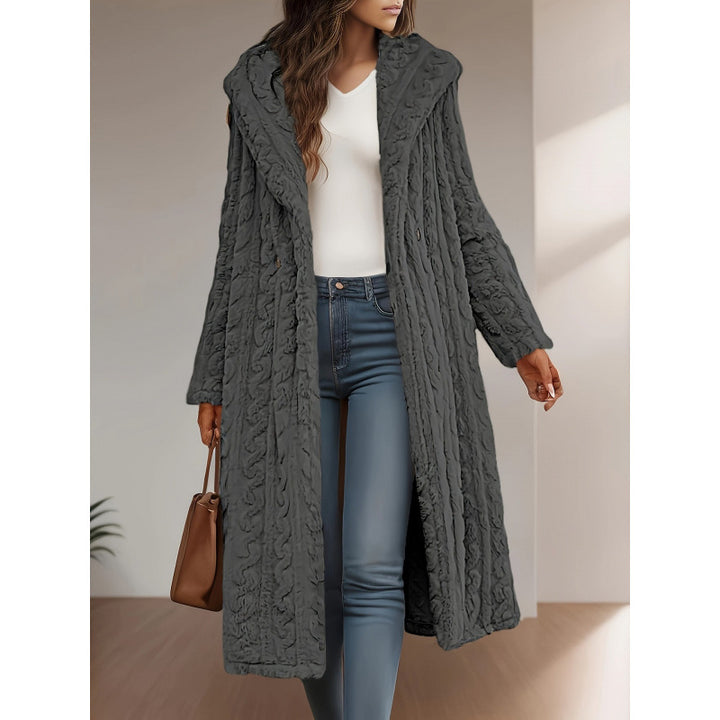 Damen Strickmantel mit Oversized-Kragen und originellen Zopfmuster Drune