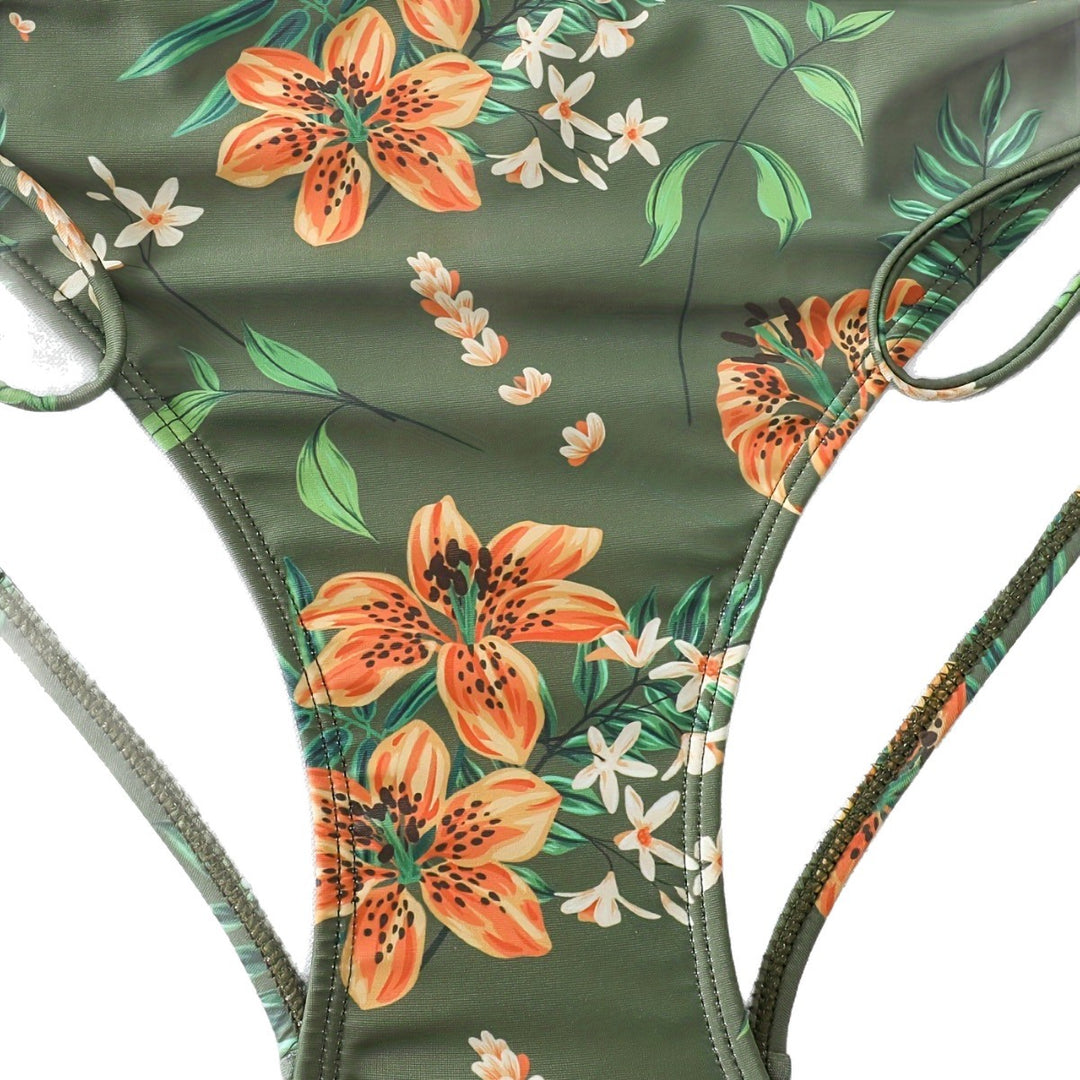Damen Hochgeschnittener Bikini mit Raffung Drune