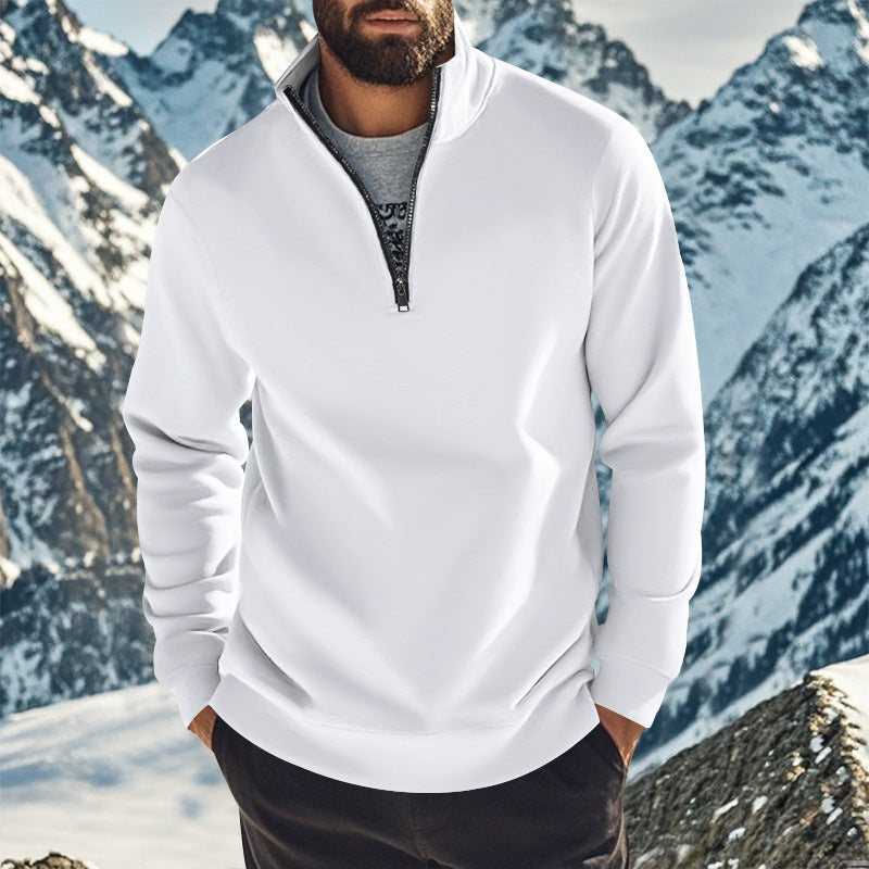 Herren nan komfortables Halbzip-Sweatshirt mit Stehkragen, leicht angerauter Innenseite und geripptem Saum Drune