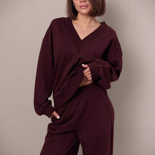 Damen Lässiger V-Ausschnitt Pullover Drune
