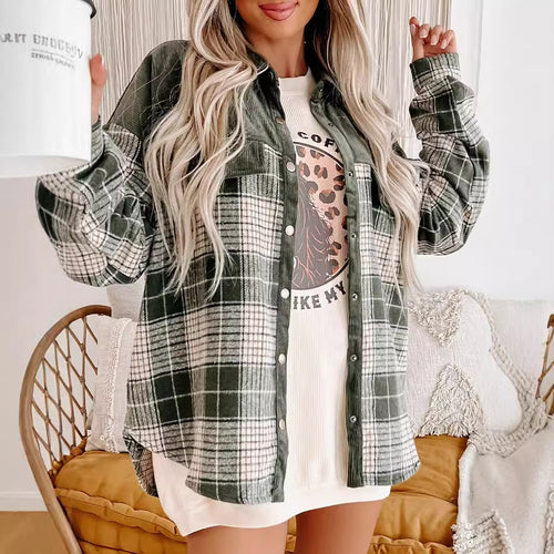 Damen kariertes Overshirt Drune