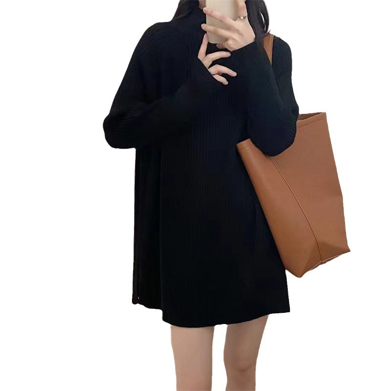 Damen Grobstrickpullover mit hohem Kragen und lässiger Passform Drune