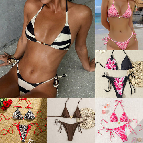 Damen Triangel-Bikini mit modischem Bindeband und strapazierfähigem Stoff Drune