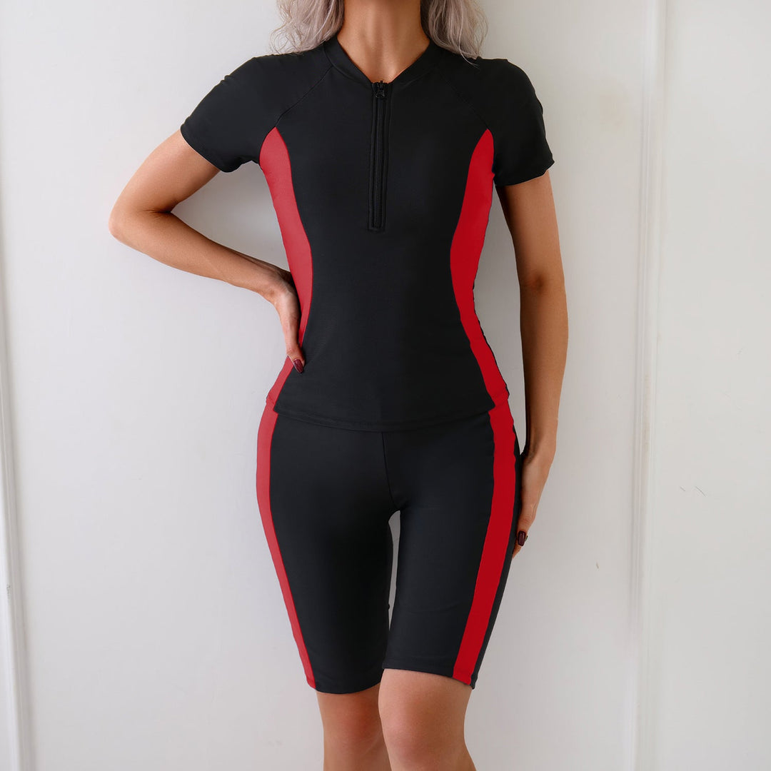 Damen Funktions-Schwimmanzug mit kurzem Arm und Reißverschluss Drune