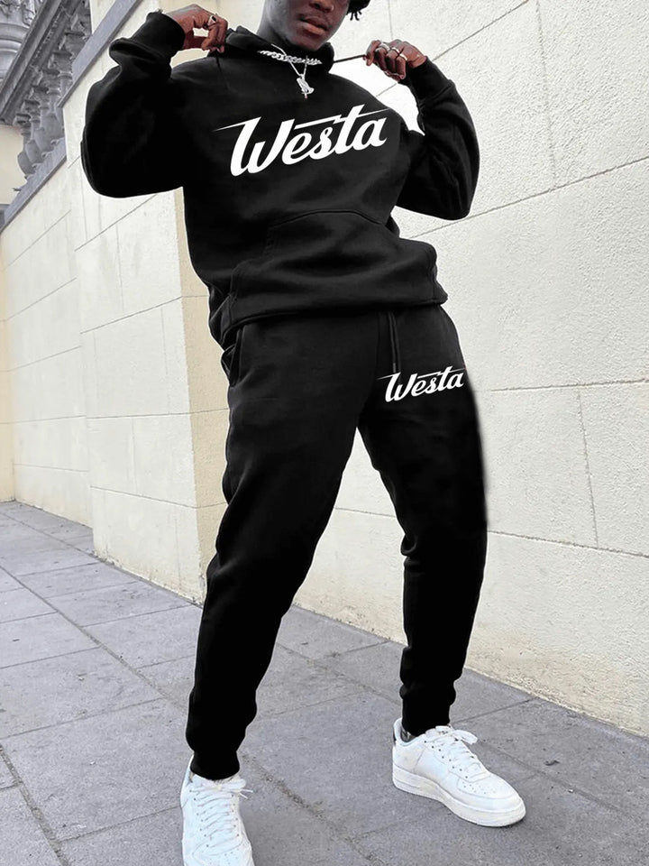 Herren Freizeit Hoodie und Jogginghose Set mit stilvollem Logo Drune