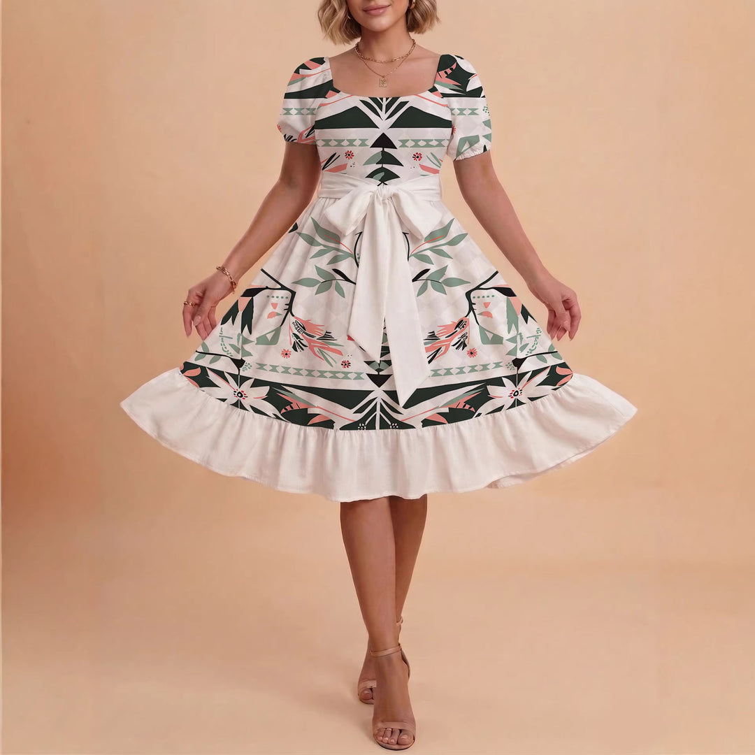 Damen schickes Glitzerkleid mit tailliertem Schnitt und Rüschensaum Drune