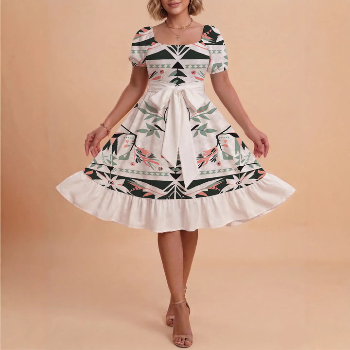 Damen schickes Glitzerkleid mit tailliertem Schnitt und Rüschensaum Drune