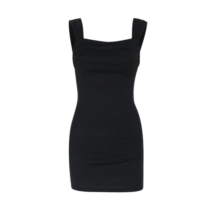Damen Figurbetontes Minikleid mit elegantem Rüschendesign und Spaghetti-Trägern Drune