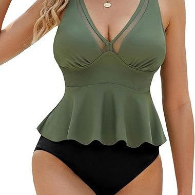 Damen Fließender Peplum-Badeanzug Drune