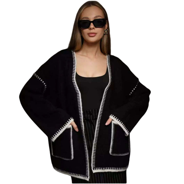 Damen Eleganter Wickelpullover mit Taschen und Gürtel Drune