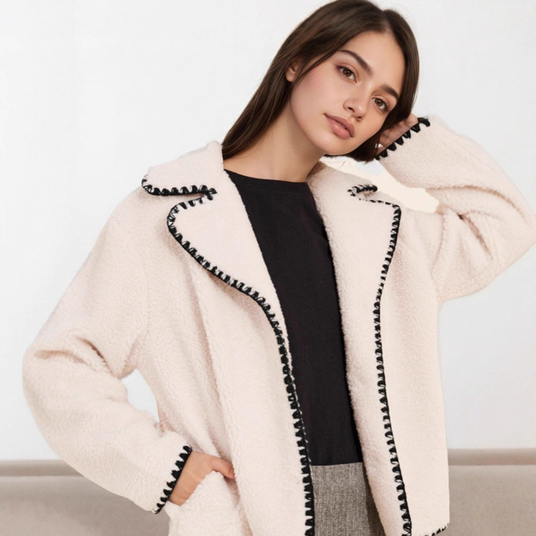 Damen modische Übergangsjacke mit kontrastierenden Nähdetails Drune