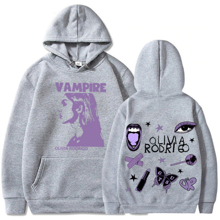Damen Kapuzenpullover mit künstlerischem Vampir-Print und oversized Schnitt Drune