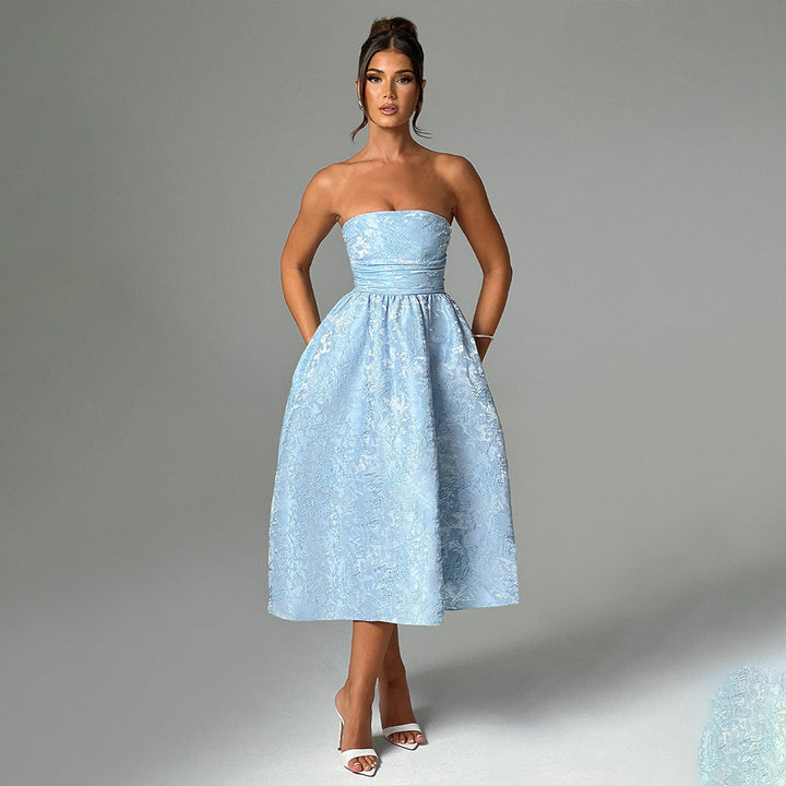 Damen Ballkleid mit schulterfreiem Design und fließendem Rock Drune